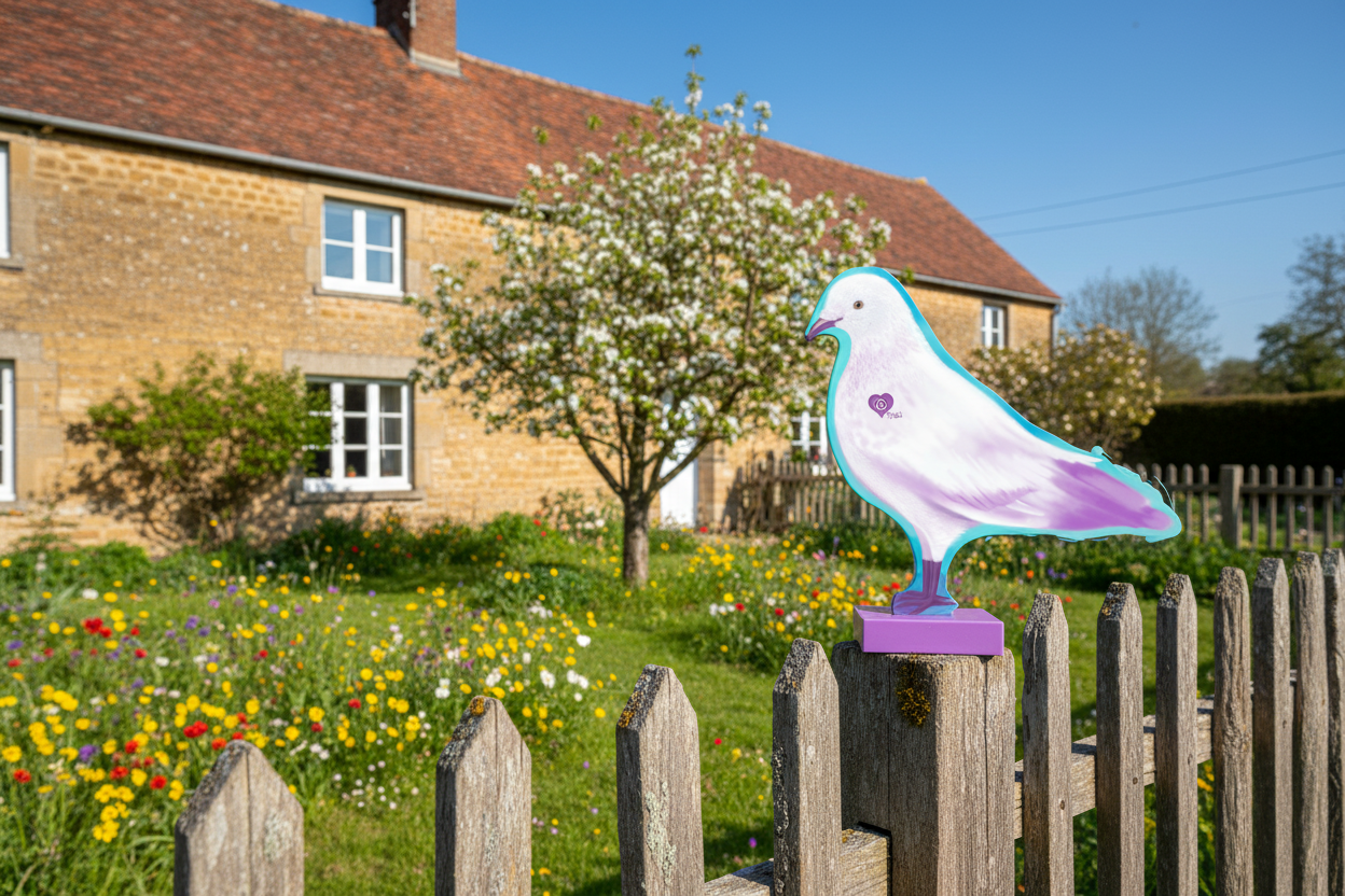 Purple Dove Skulptur im Garten